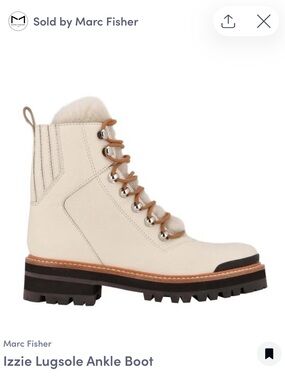 Marc Fisher Izzie Lugsole Ankle Boot in Cream